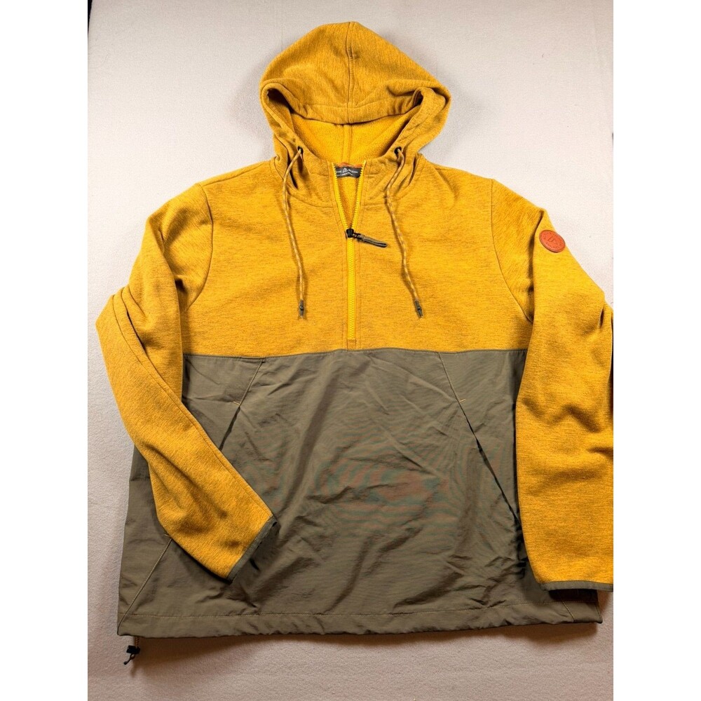 Medium Mens Yellow and Green Color Block Alpine Design Pull Over Half Zip